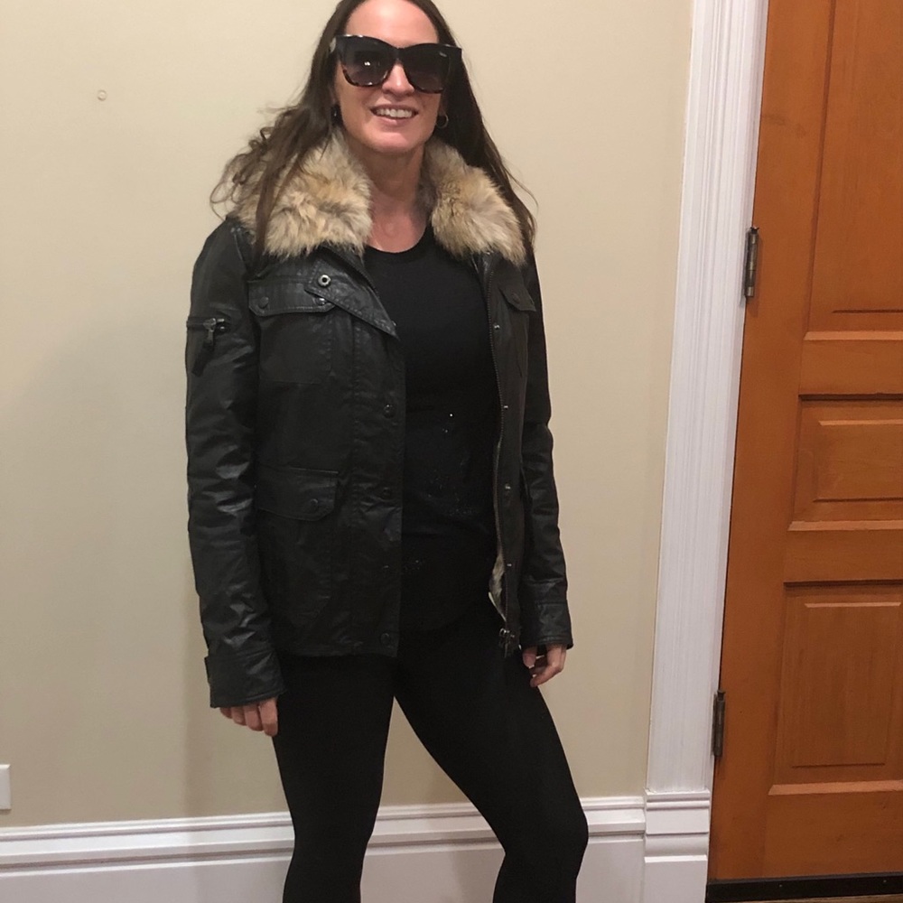 SAM. fur trimmed coat